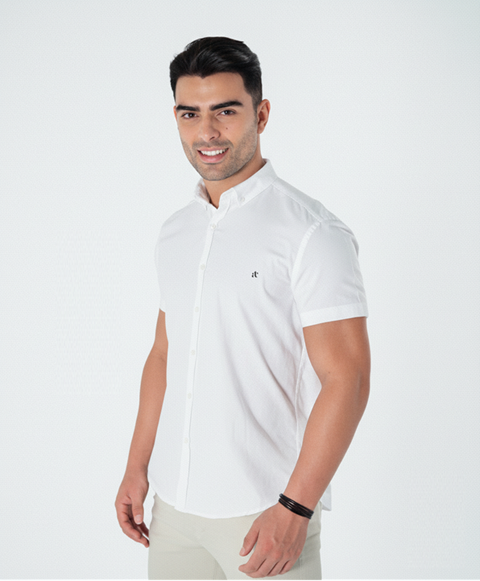 CAMISA MANGA CURTA SLIM FIX OXFORD